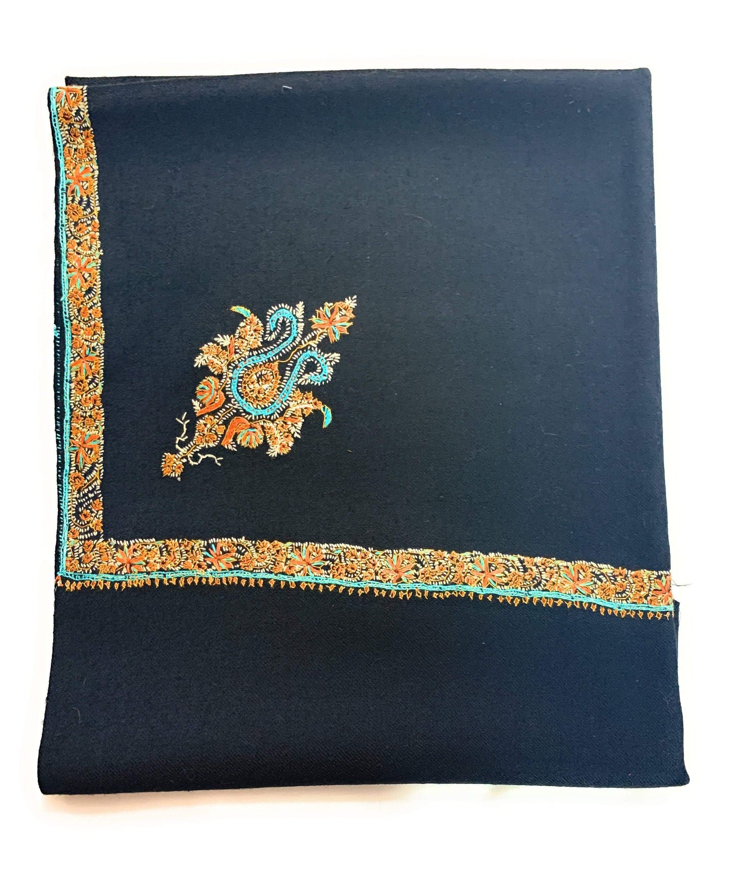 Pashtush India Shawl Pashtush Womens Kashmiri Embroidery Shawl, Border Design 100% Pure Wool Shawls