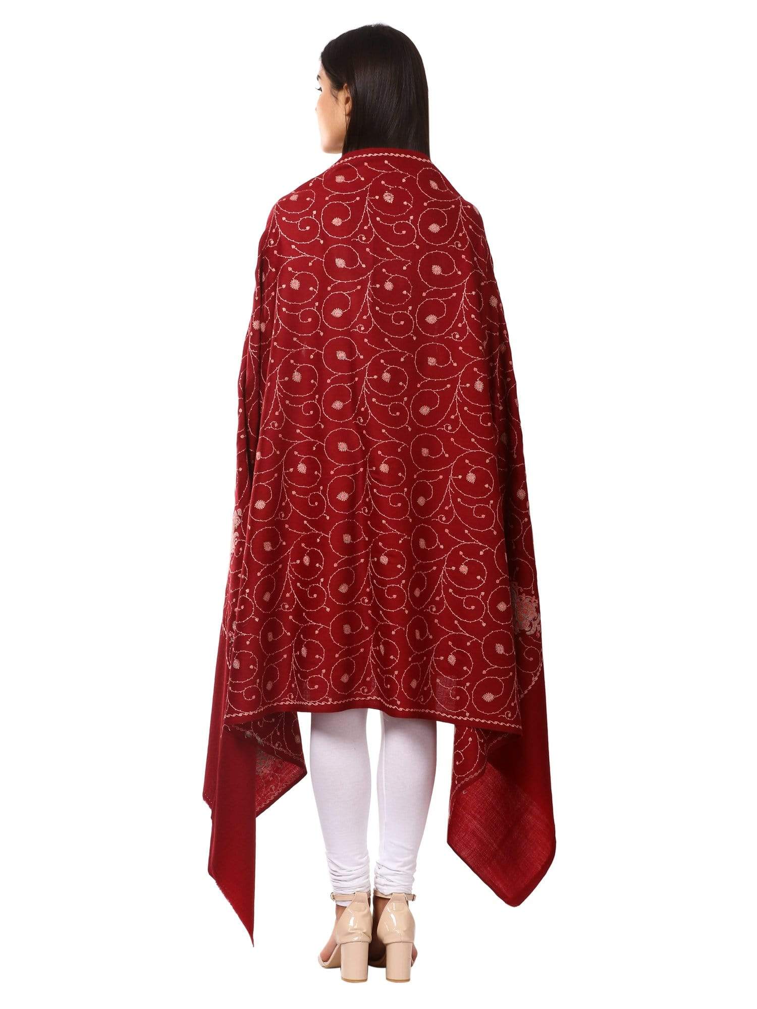 Pashtush Store Shawl Pashtush Womens Kashmiri Embroidery Shawl, Jaal Design, Silk Thread Needlework