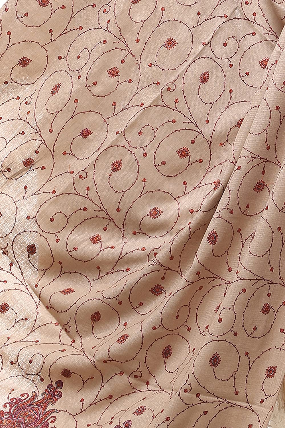 Pashtush Store Shawl Pashtush Womens Kashmiri Embroidery Shawl, Multicoloured Silk Thread Needlework - Jaal