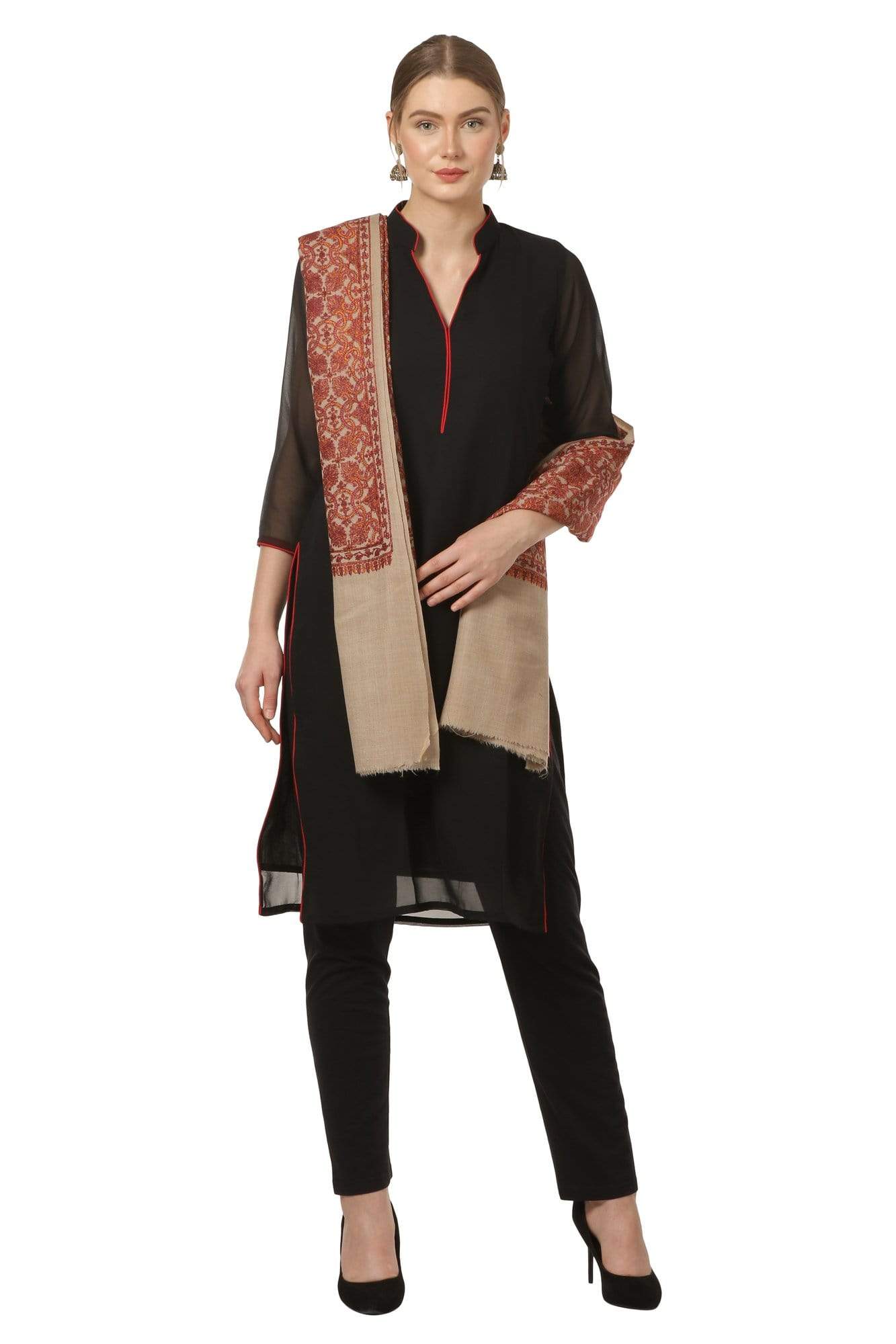 Pashtush Shawl Store Shawl Pashtush Womens Kashmiri Embroidery Shawl, Sozni Embroidery, Intricate Needlework