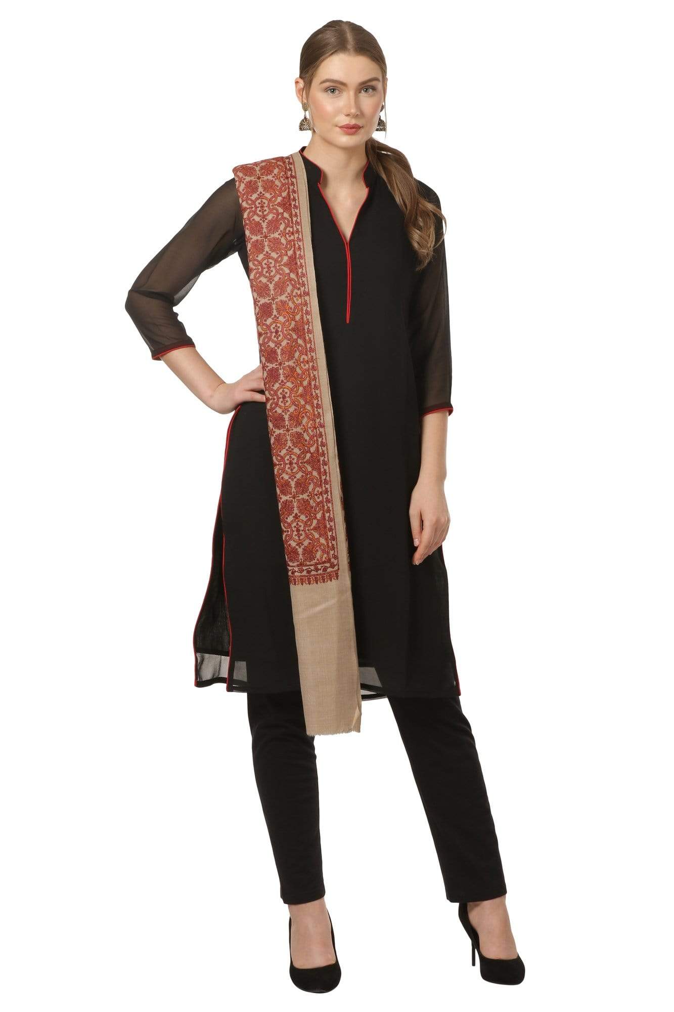 Pashtush Shawl Store Shawl Pashtush Womens Kashmiri Embroidery Shawl, Sozni Embroidery, Intricate Needlework