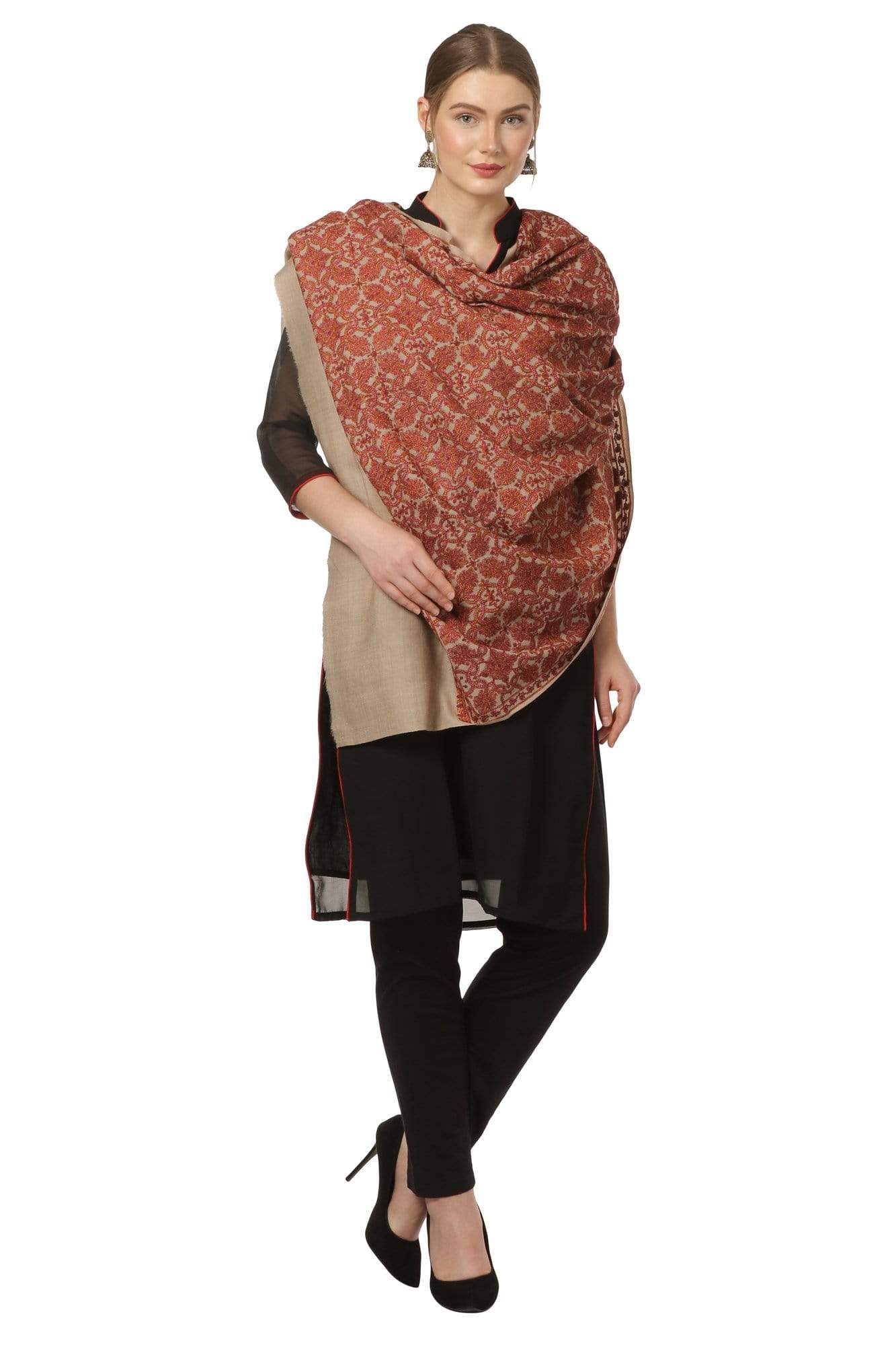 Pashtush Shawl Store Shawl Pashtush Womens Kashmiri Embroidery Shawl, Sozni Embroidery, Intricate Needlework