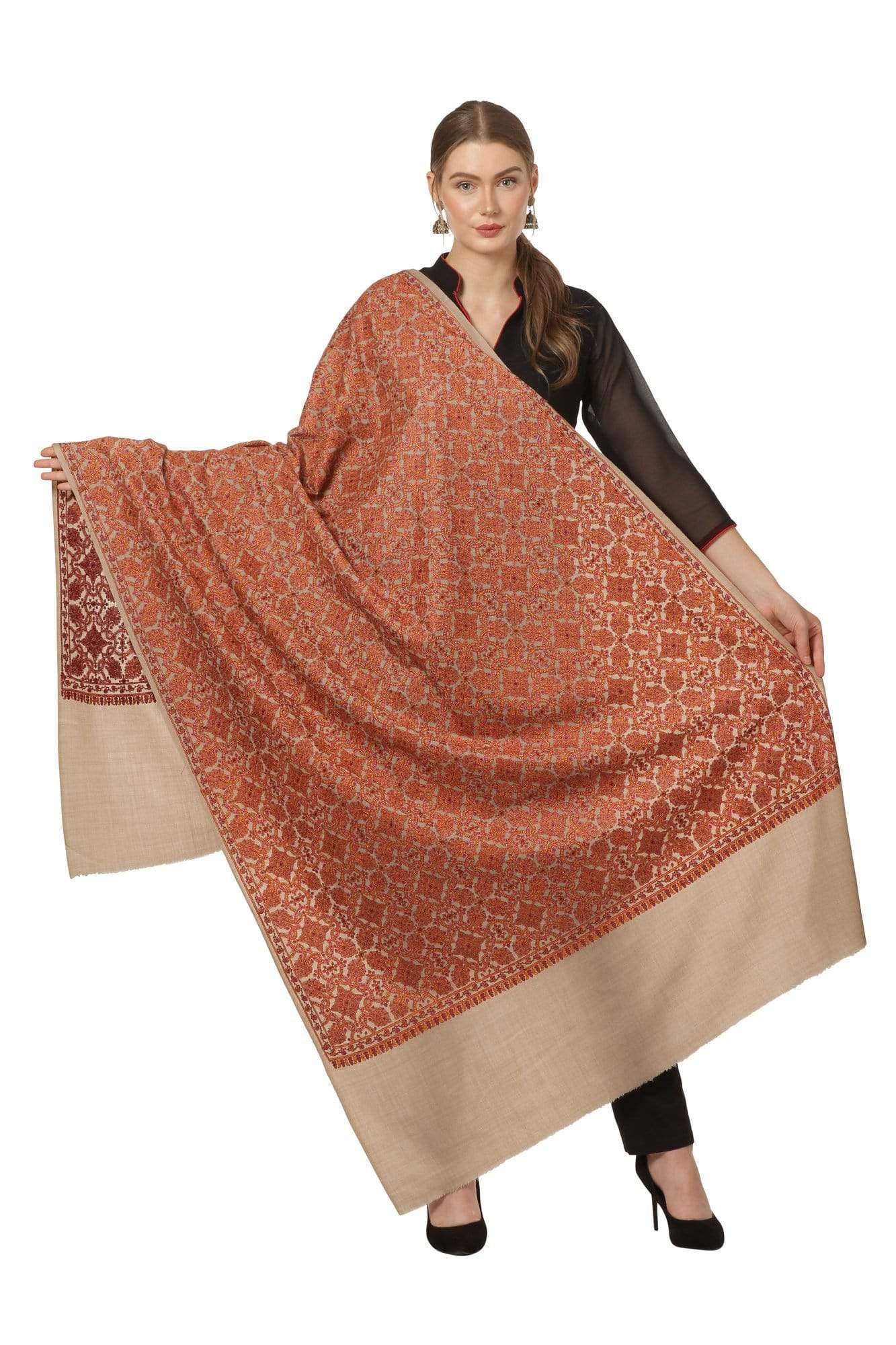 Pashtush Shawl Store Shawl Pashtush Womens Kashmiri Embroidery Shawl, Sozni Embroidery, Intricate Needlework