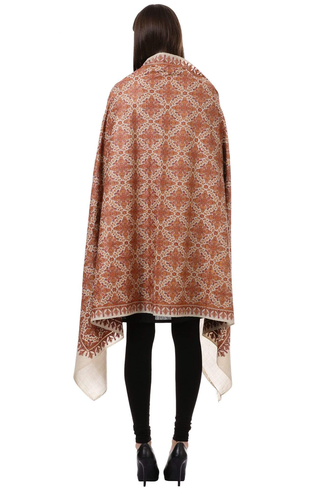 Pashtush India 100x200 Pashtush Womens Kashmiri Embroidery Shawl, Sozni Embroidery, Intricate Needlework