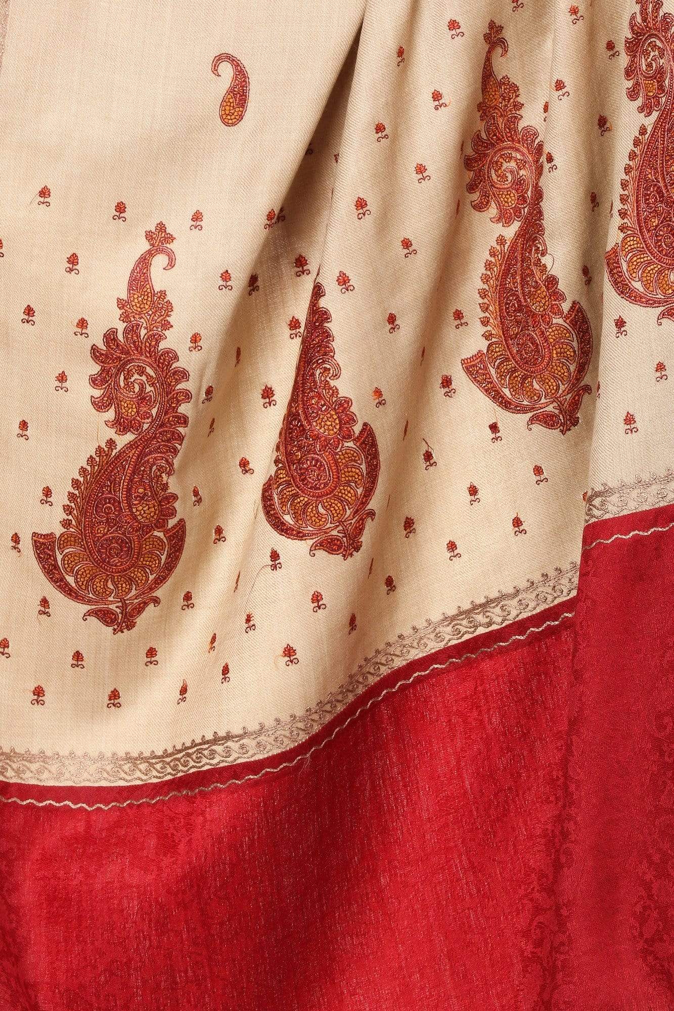Pashtush India Shawl Pashtush Womens, Kashmiri Embroidery Shawl with Palla Deisgn, Bridal Soft Wool Collection - Multi-Coloured