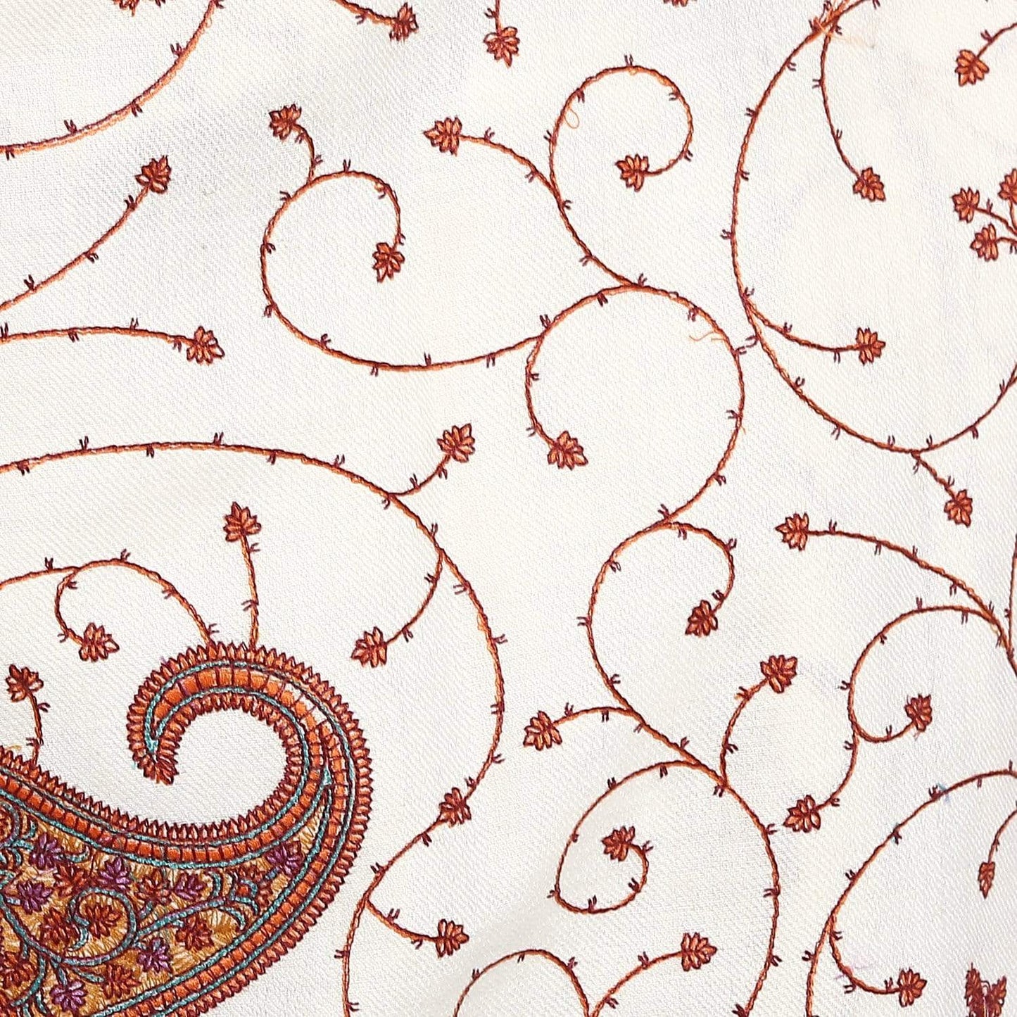 Pashtush India Shawl Pashtush Womens Kashmiri Jaal Embroidery Shawl in White