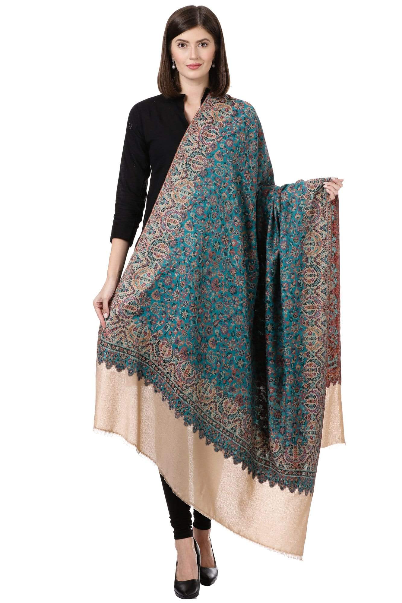 Pashtush Shawl Store Shawl Pashtush Womens Kashmiri Shawl,"Rich Garden Aesthic" Design, Inspired by Vintage Jamawar Shawls, Faux Pashmina Shawls, Soft and Warm