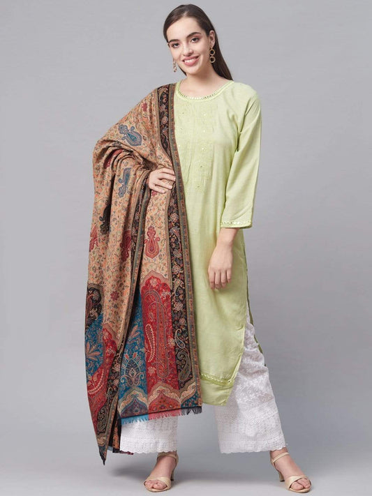 Pashtush India 100x200 PASHTUSH WOMENS KASHMIRI SHAWL "RICH GARDEN AESTHIC", VINTAGE SHAWL COLLECTION,