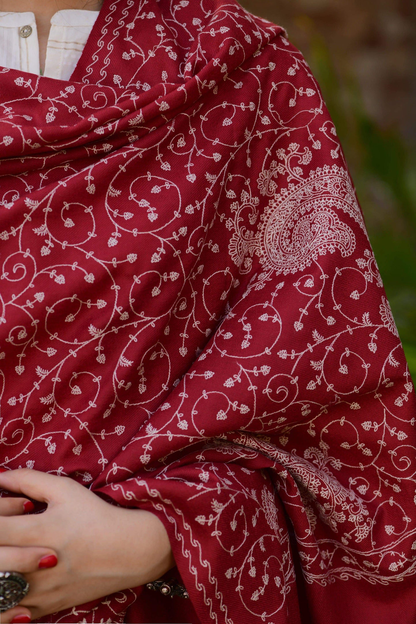 Pashtush Shawl Store Shawl Pashtush Womens Kashmiri Shawl with Tone on Tone Embroidery, Soft and Warm, Light Weight