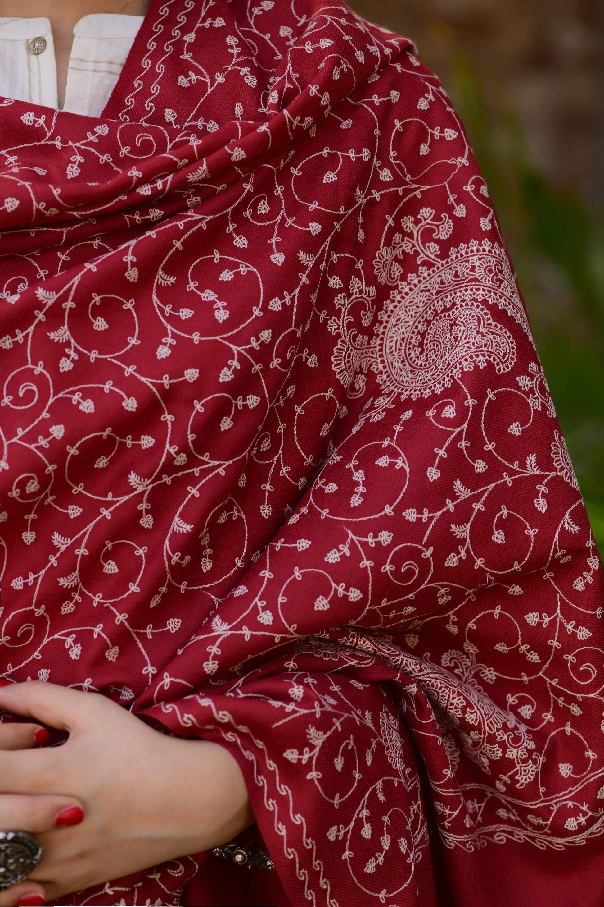 Pashtush Shawl Store Shawl Pashtush Womens Kashmiri Shawl with Tone on Tone Embroidery, Soft and Warm, Light Weight