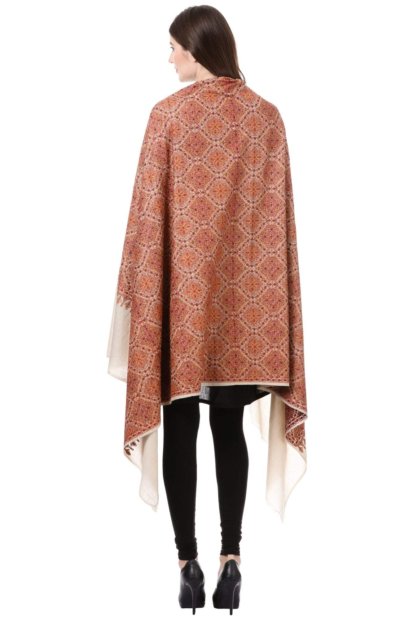 Pashtush Shawl Store Shawl Pashtush Womens Kashmiri Sozni Embroidery shawl with Silk Thread embroidery