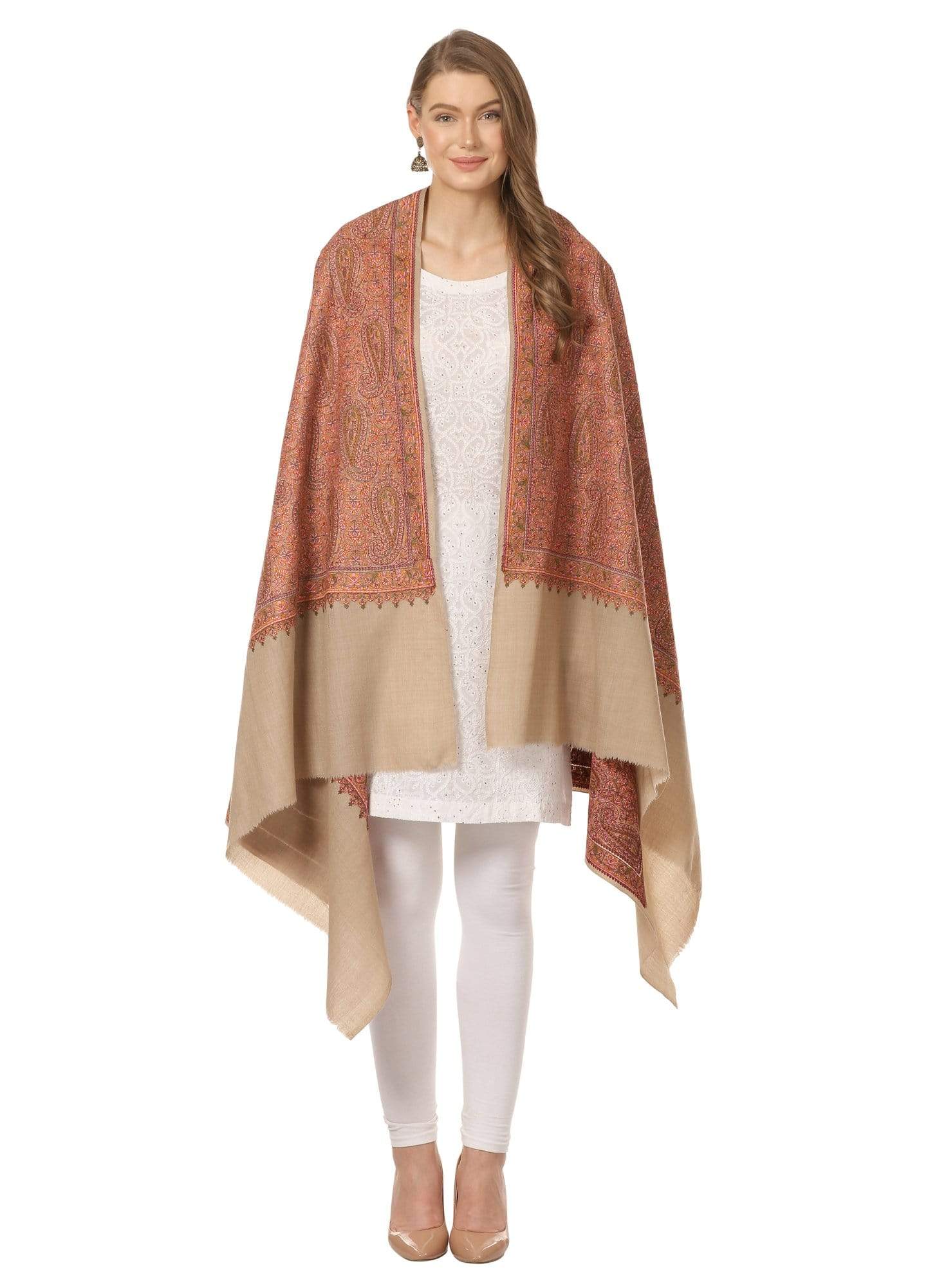 Pashtush Shawl Store Shawl Pashtush Womens Kashmiri Sozni Embroidery shawl with Silk Thread embroidery