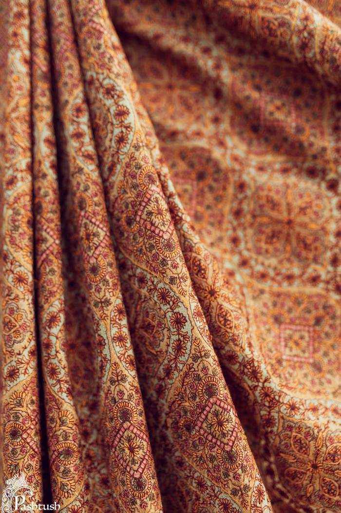 Pashtush Shawl Store Shawl Pashtush Womens Kashmiri Sozni Embroidery shawl with Silk Thread embroidery