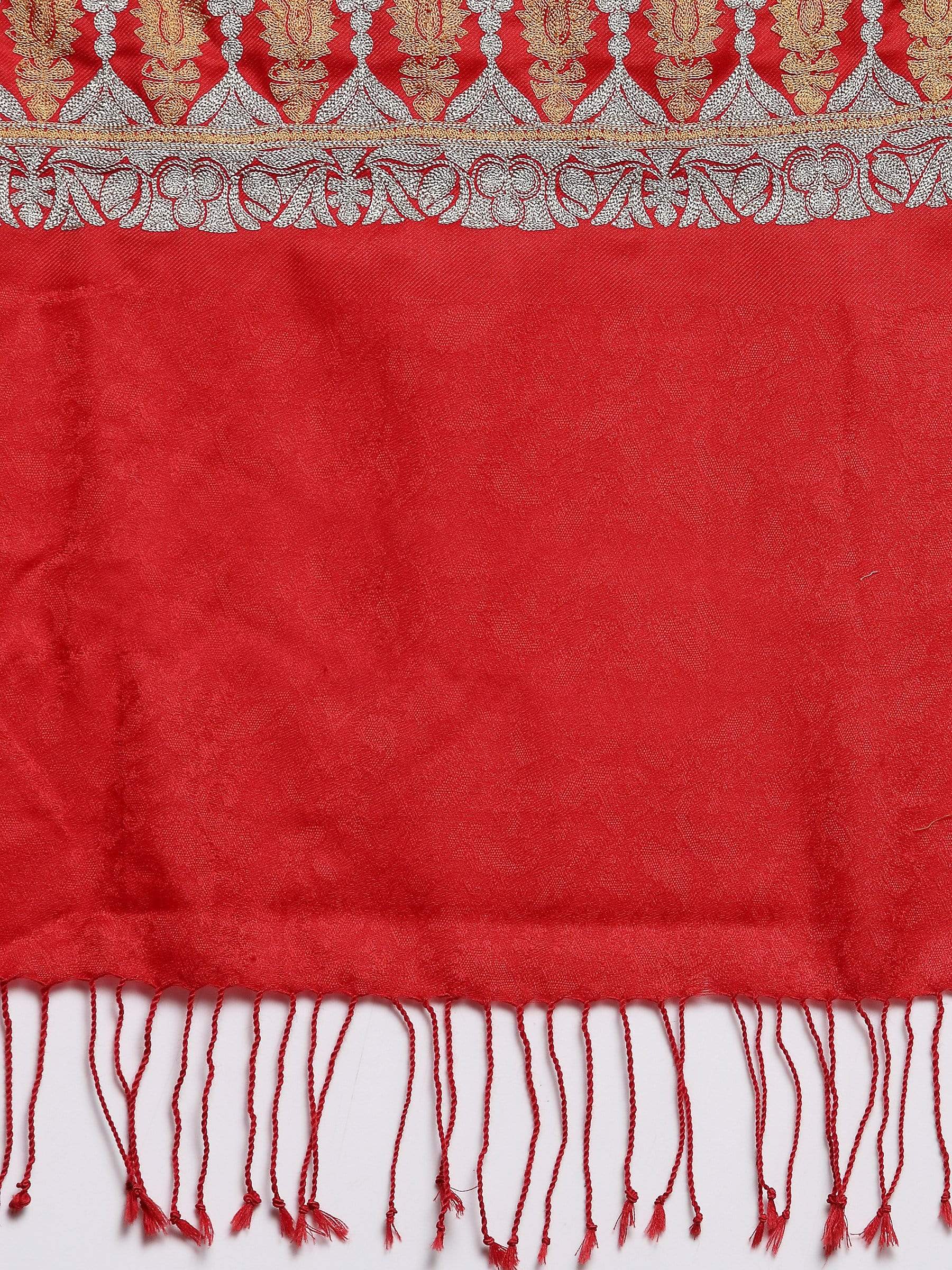 Pashtush India 70x200 Pashtush Womens Kashmiri Tilla Work Embroidery Stole, Extra Fine Needlework