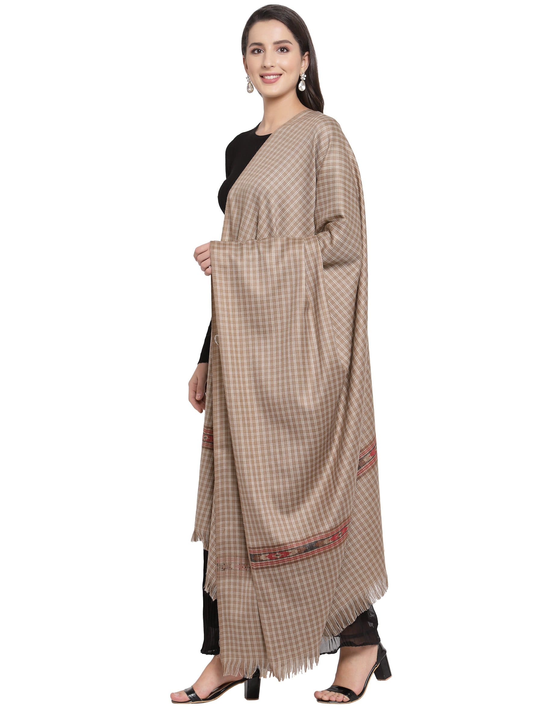 Pashtush India 100x200 Pashtush Womens Kullu Weave Shawl from Himachal, Beige
