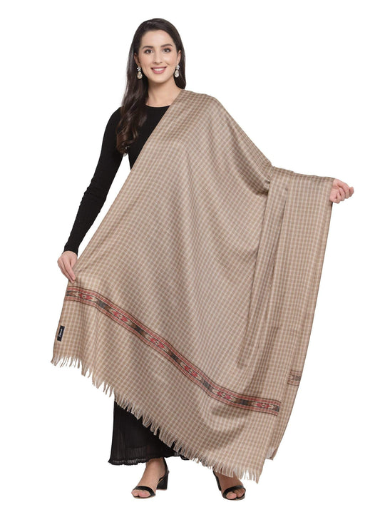 Pashtush India 100x200 Pashtush Womens Kullu Weave Shawl from Himachal, Beige