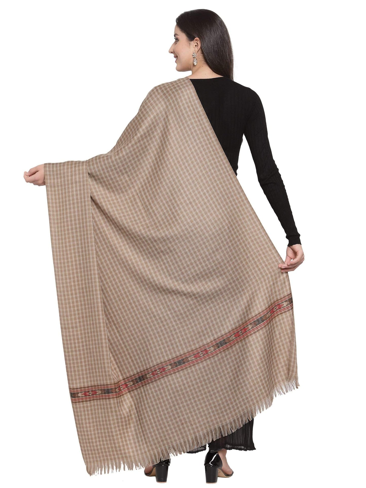 Pashtush India 100x200 Pashtush Womens Kullu Weave Shawl from Himachal, Beige