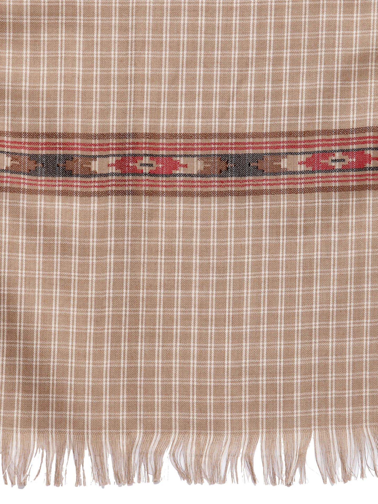 Pashtush India 100x200 Pashtush Womens Kullu Weave Shawl from Himachal, Beige