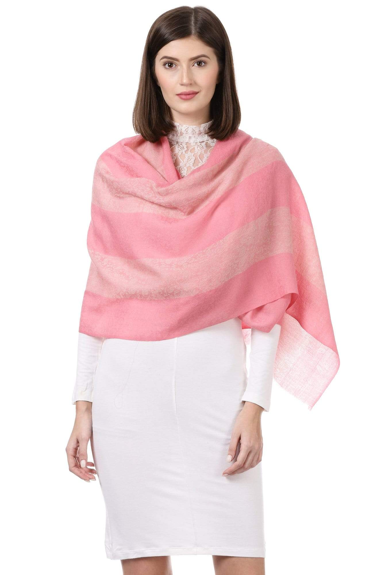 Pashtush India 70x200 Pashtush Womens Luxury Wool Scarf, Fine Wool Stole, Carnation