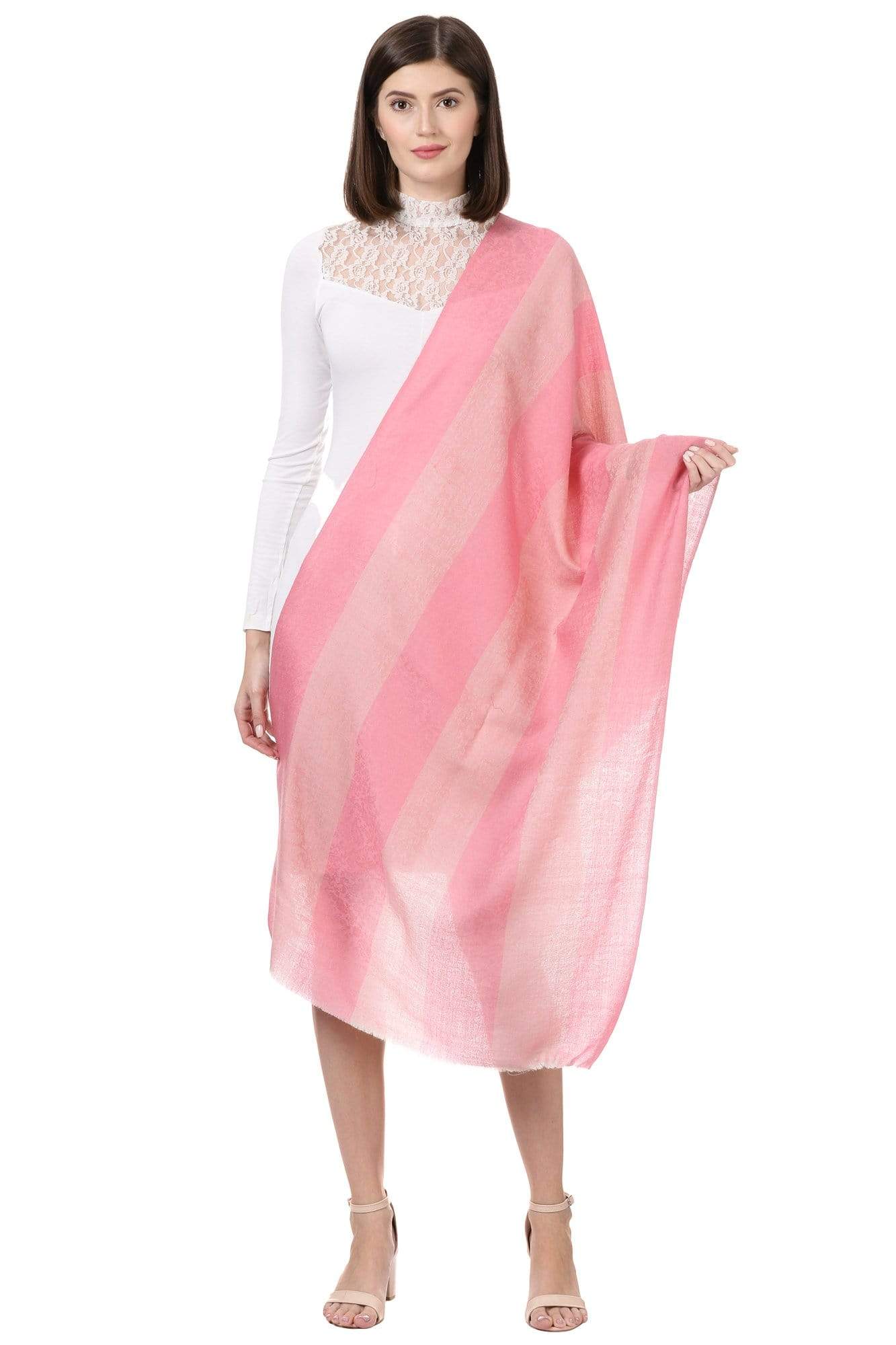 Pashtush India 70x200 Pashtush Womens Luxury Wool Scarf, Fine Wool Stole, Carnation