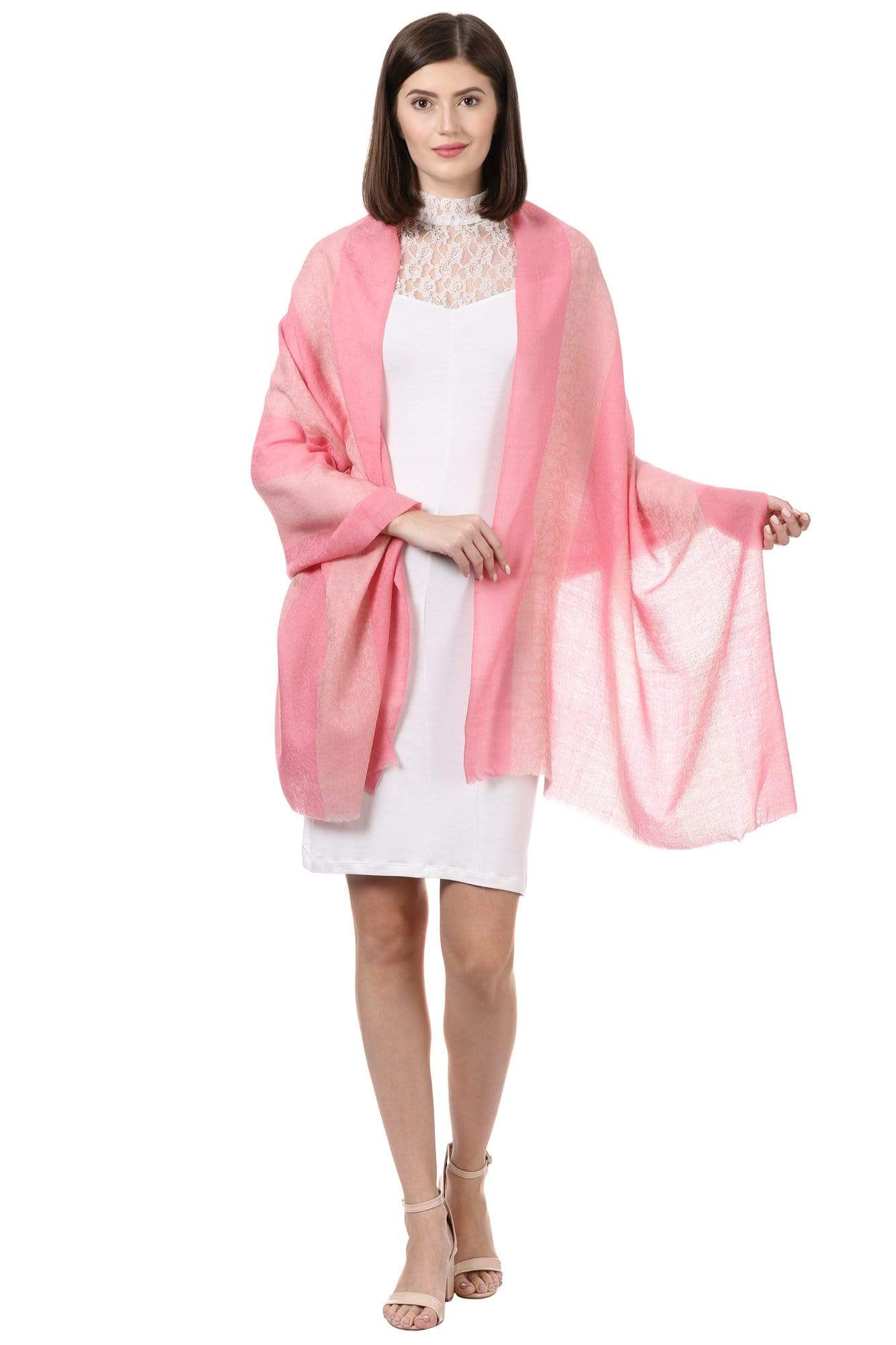 Pashtush India 70x200 Pashtush Womens Luxury Wool Scarf, Fine Wool Stole, Carnation