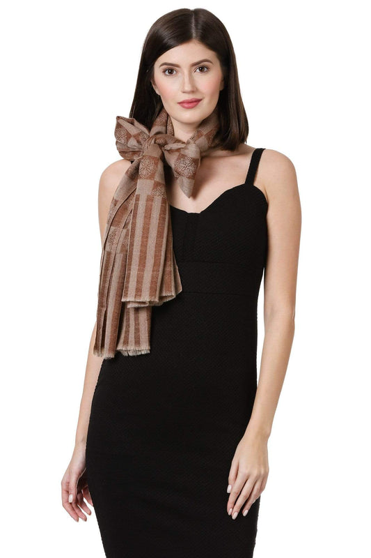 Pashtush India Stole Pashtush Womens Luxury Wool Scarf, Fine Wool Stole, Coffee
