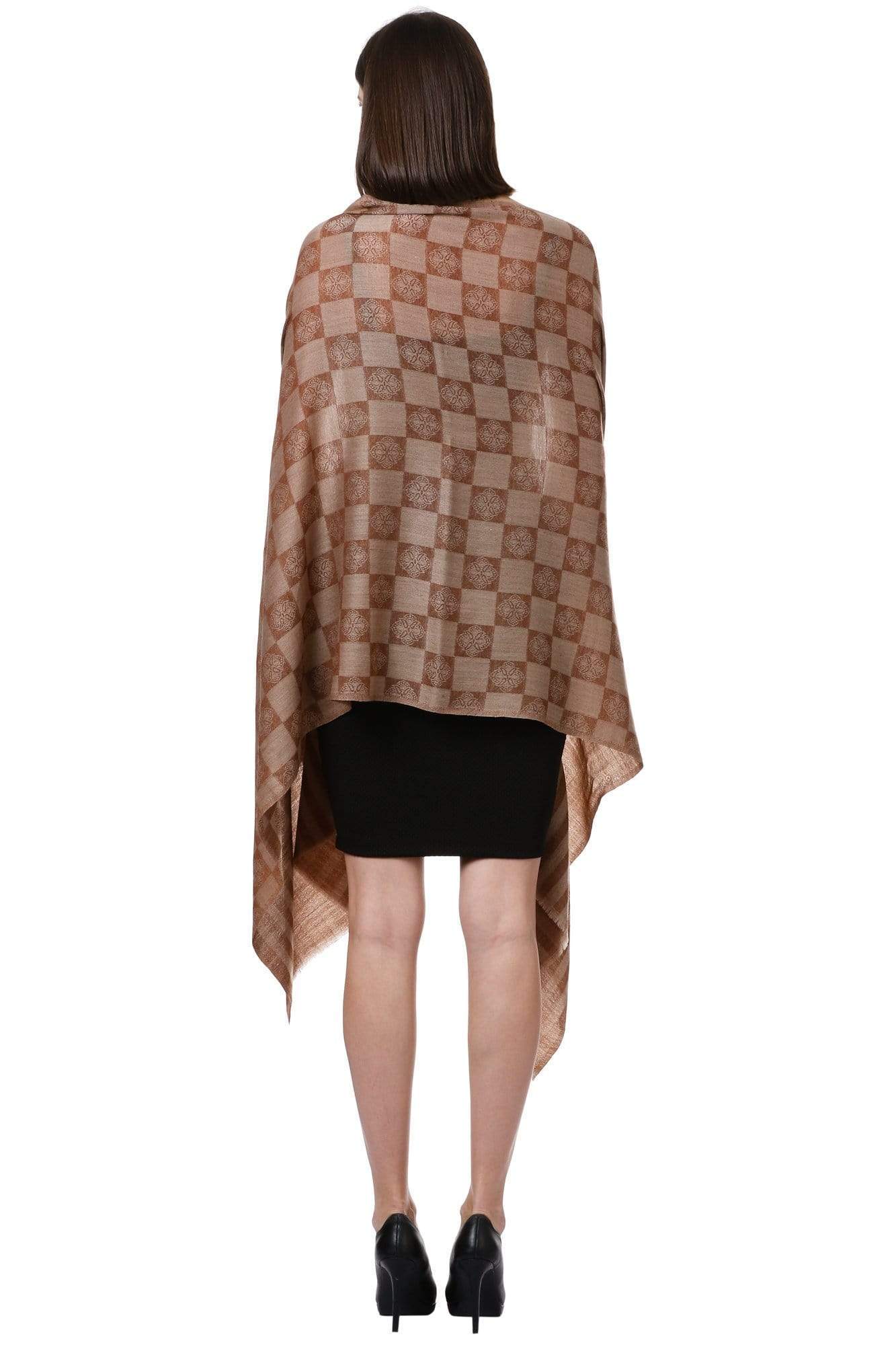 Pashtush India 70x200 Pashtush Womens Luxury Wool Scarf, Fine Wool Stole, Coffee