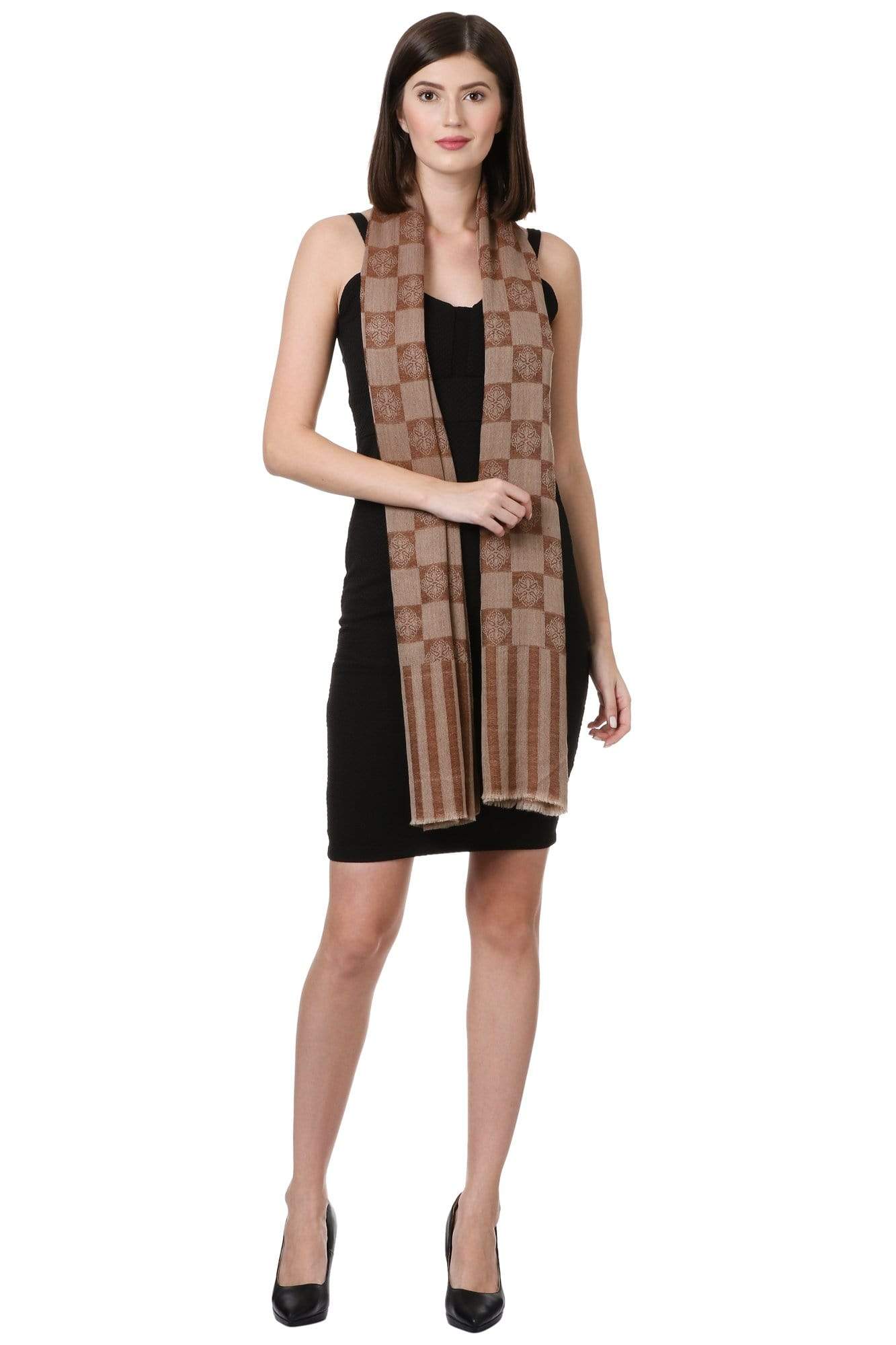Pashtush India 70x200 Pashtush Womens Luxury Wool Scarf, Fine Wool Stole, Coffee