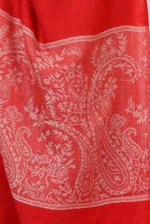 Pashtush India Stole Pashtush Womens Luxury Wool Scarf, Fine Wool Stole, Scarlet Paisley