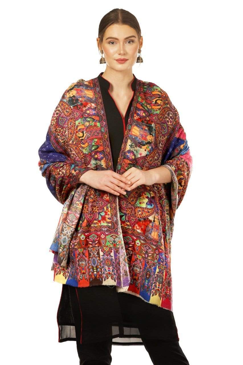 Pashtush India 100x200 Pashtush Womens Moon Shawl (chand-dar), Rashke Qamar (envy of the moon), Love Story Shawl. (Woolmark Certified)