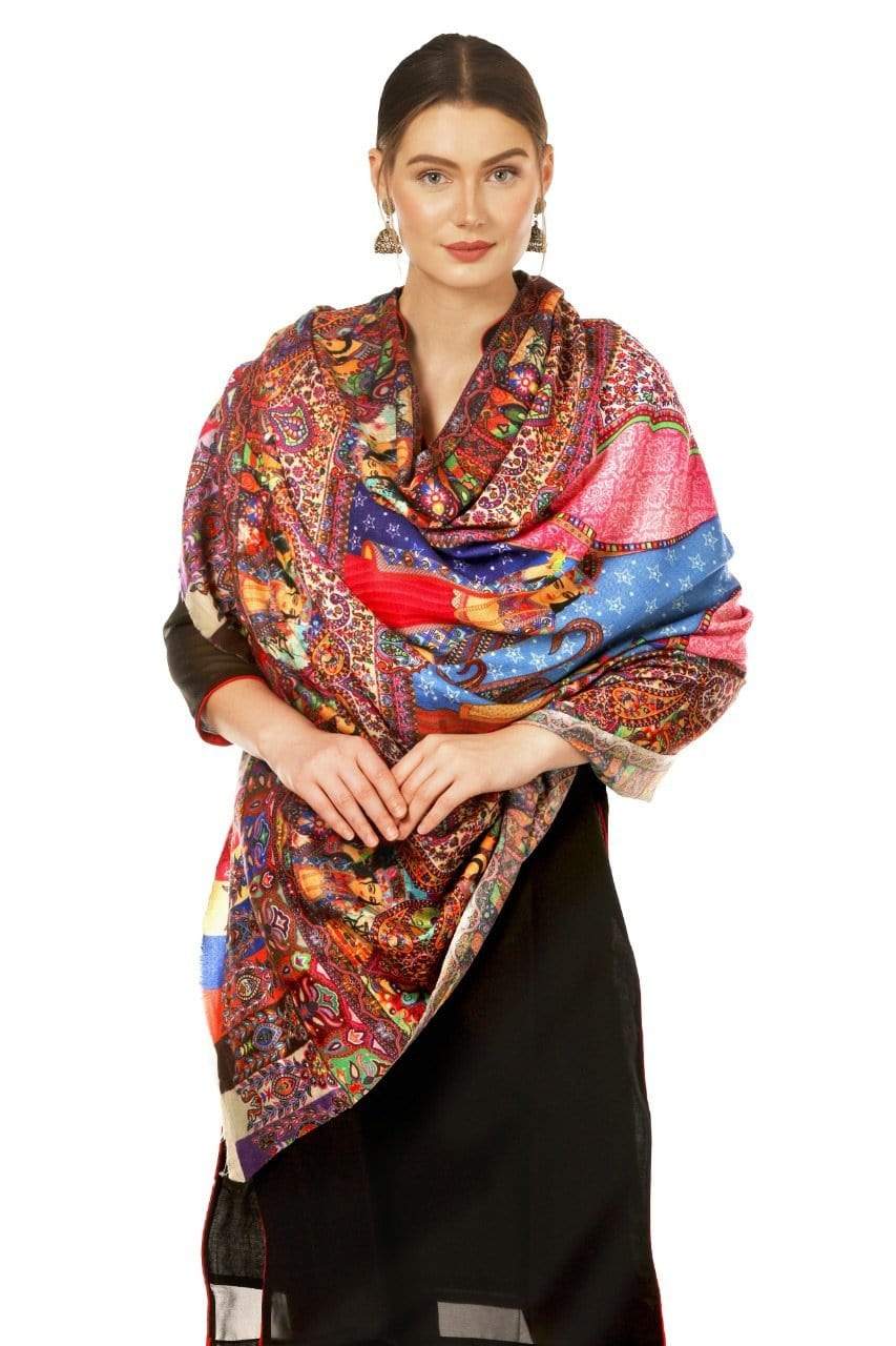 Pashtush India 100x200 Pashtush Womens Moon Shawl (chand-dar), Rashke Qamar (envy of the moon), Love Story Shawl. (Woolmark Certified)