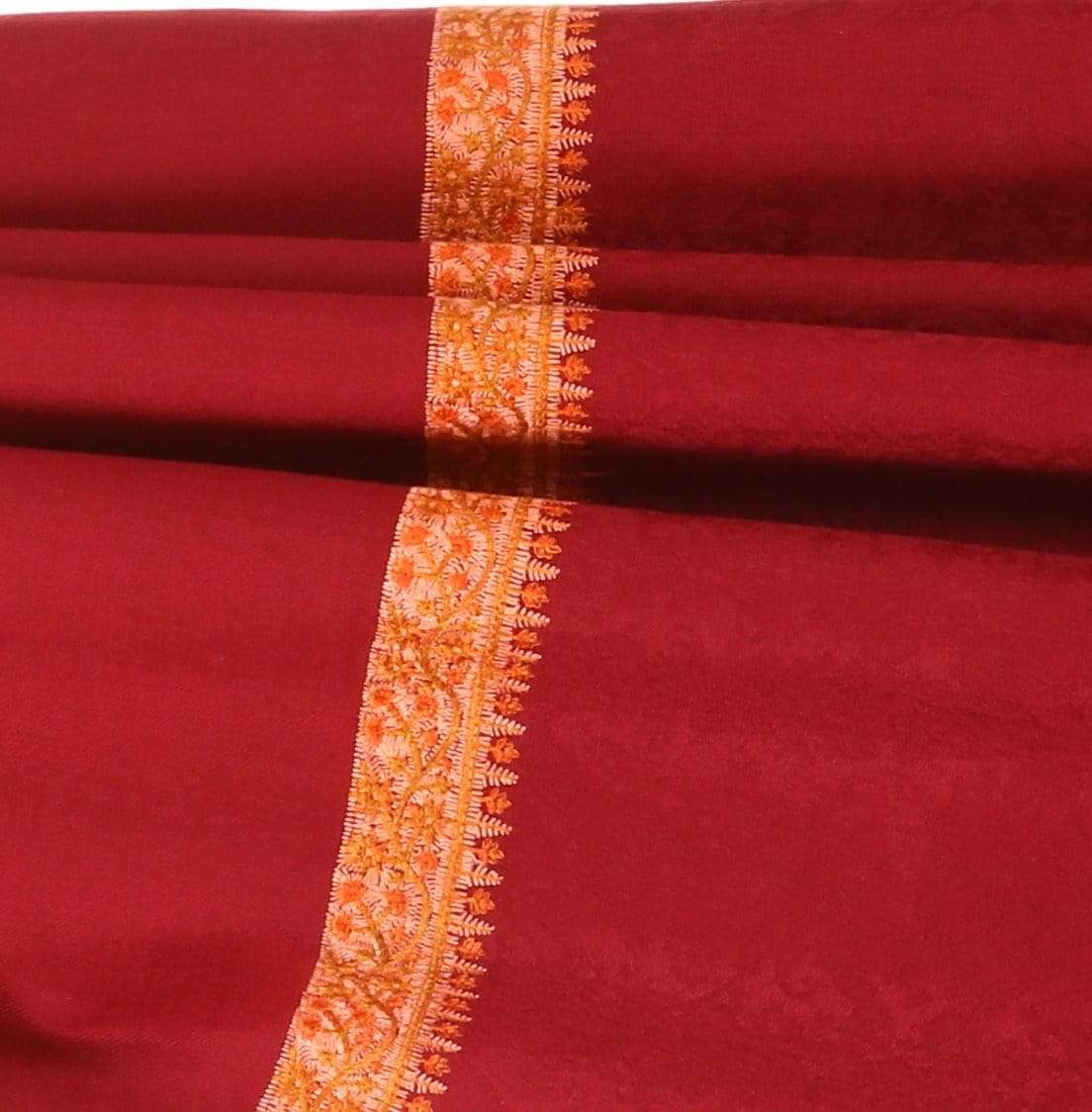 Pashtush India Shawl Pashtush Womens Neemdaur Shawl, Sozni Kashmiri Embroidery with Intricate needlework, Wedding Collection Pashmina Shawls (Maroon)