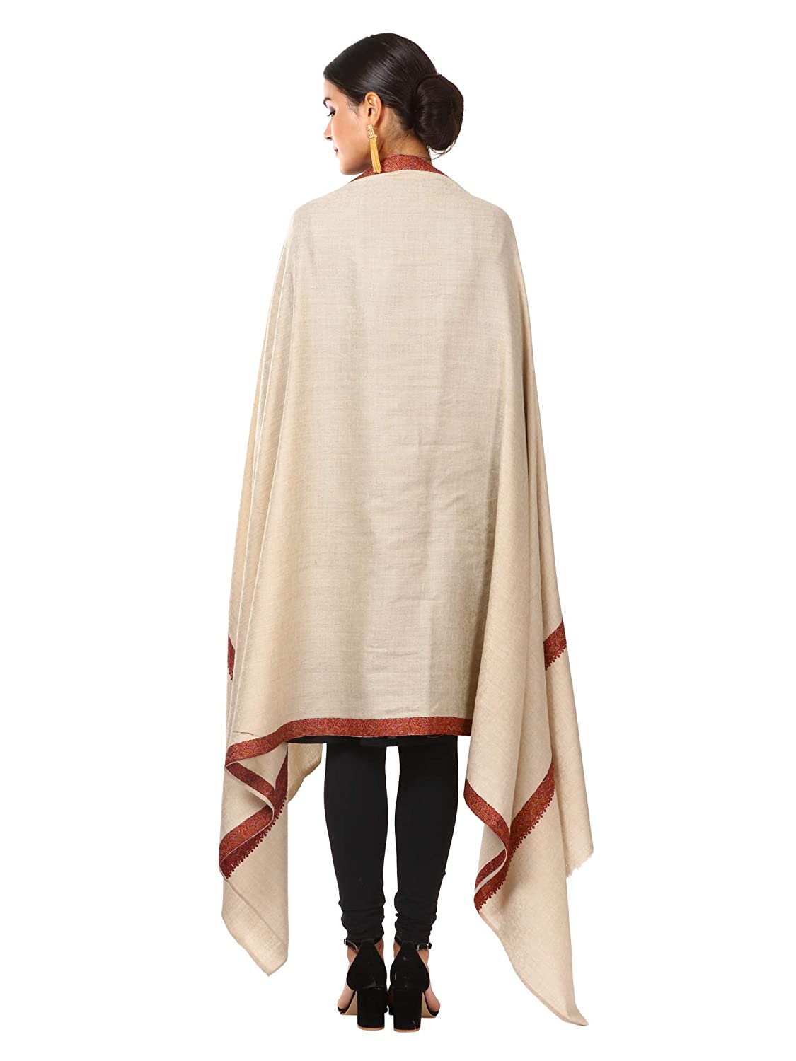 Pashtush India Shawl Pashtush Womens Neemdaur Shawl, Sozni Kashmiri Embroidery with Intricate needlework, Wedding Collection Pashmina Shawls (Maroon)