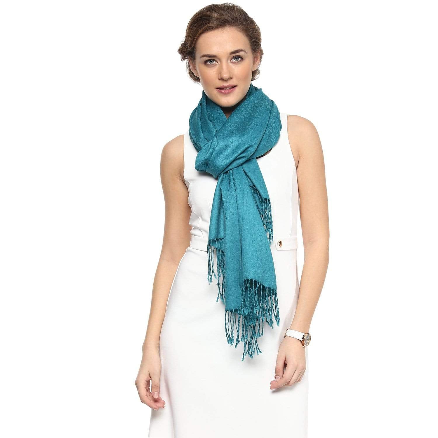 Pashtush Shawl Store Stole Pashtush Womens Paisley Weave Scarf, Soft and Warm, Luxury Wool - Arabic Blue