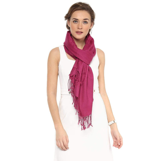 Pashtush Shawl Store Stole Pashtush Womens Paisley Weave Scarf, Soft and Warm, Luxury Wool - Crazy Pink