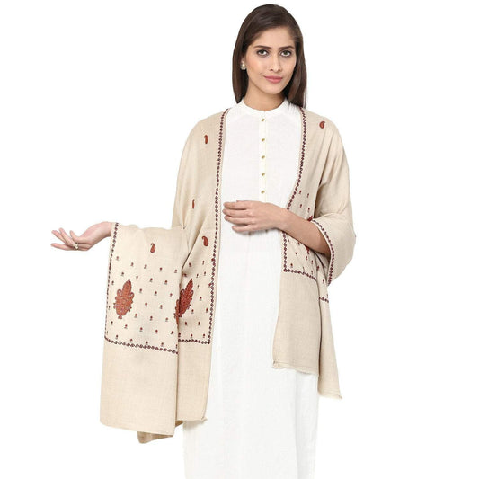 Pashtush India Shawl Pashtush Womens Palla Booti Shawl - Light beige