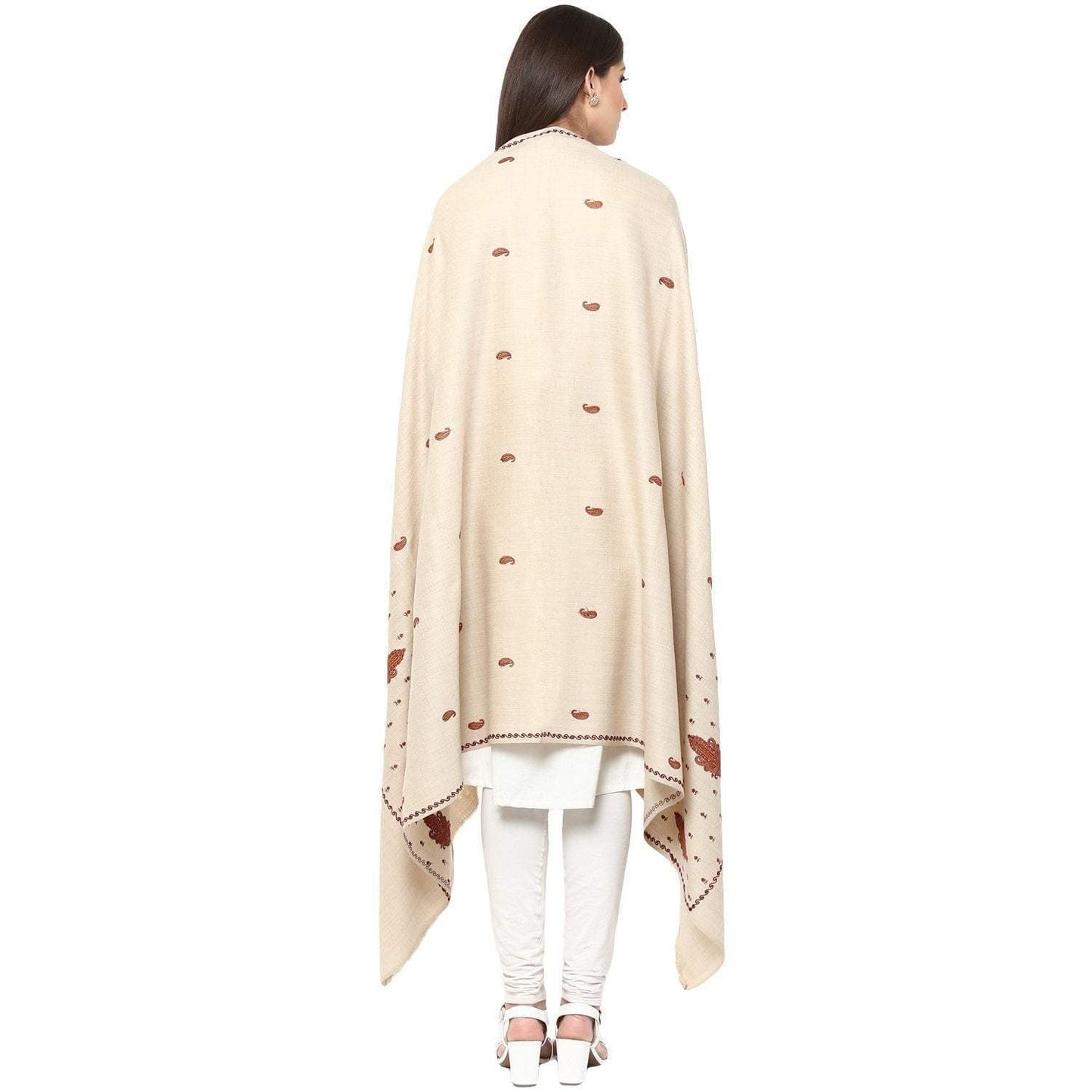 Pashtush India Shawl Pashtush Womens Palla Booti Shawl - Light beige