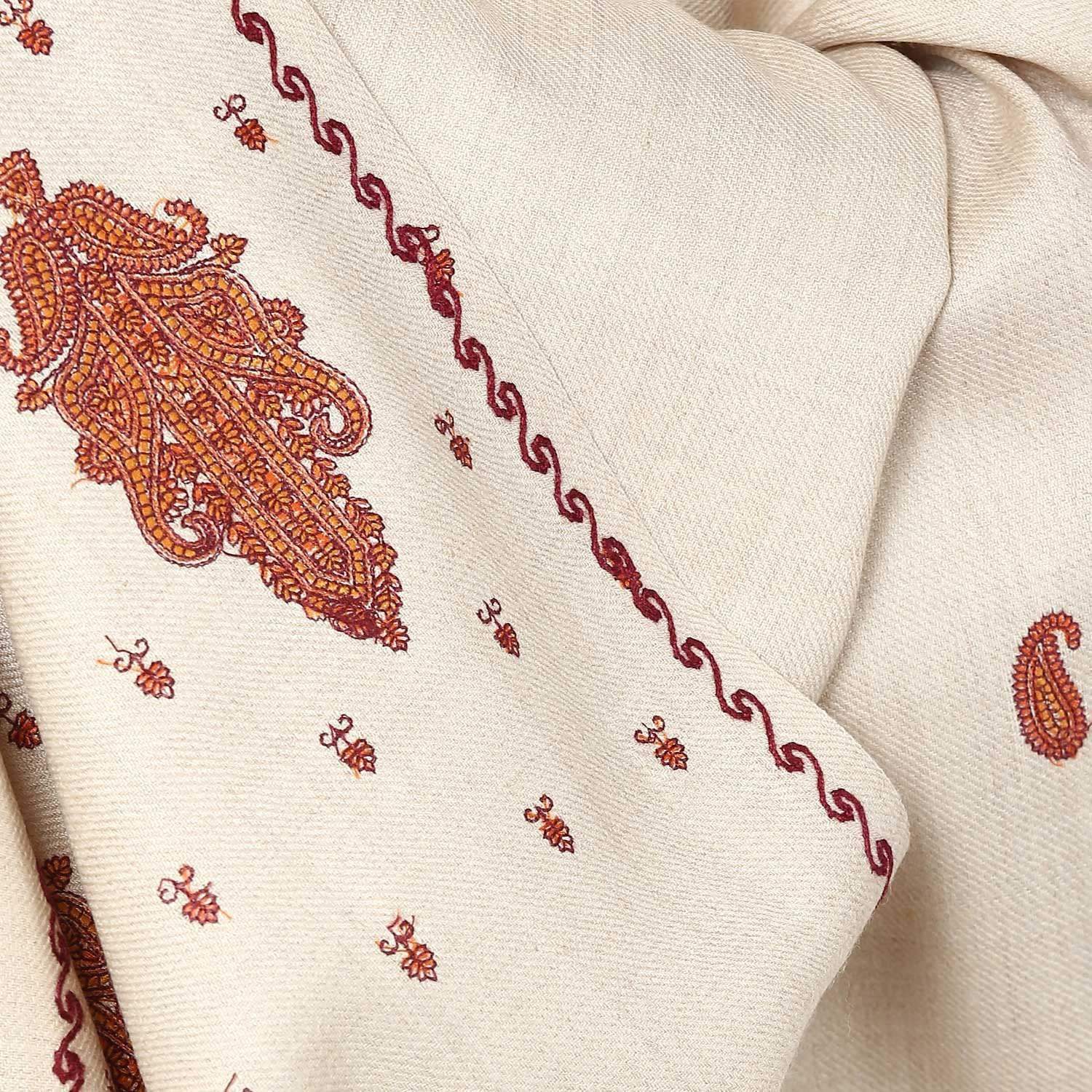 Pashtush India Shawl Pashtush Womens Palla Booti Shawl - Light beige
