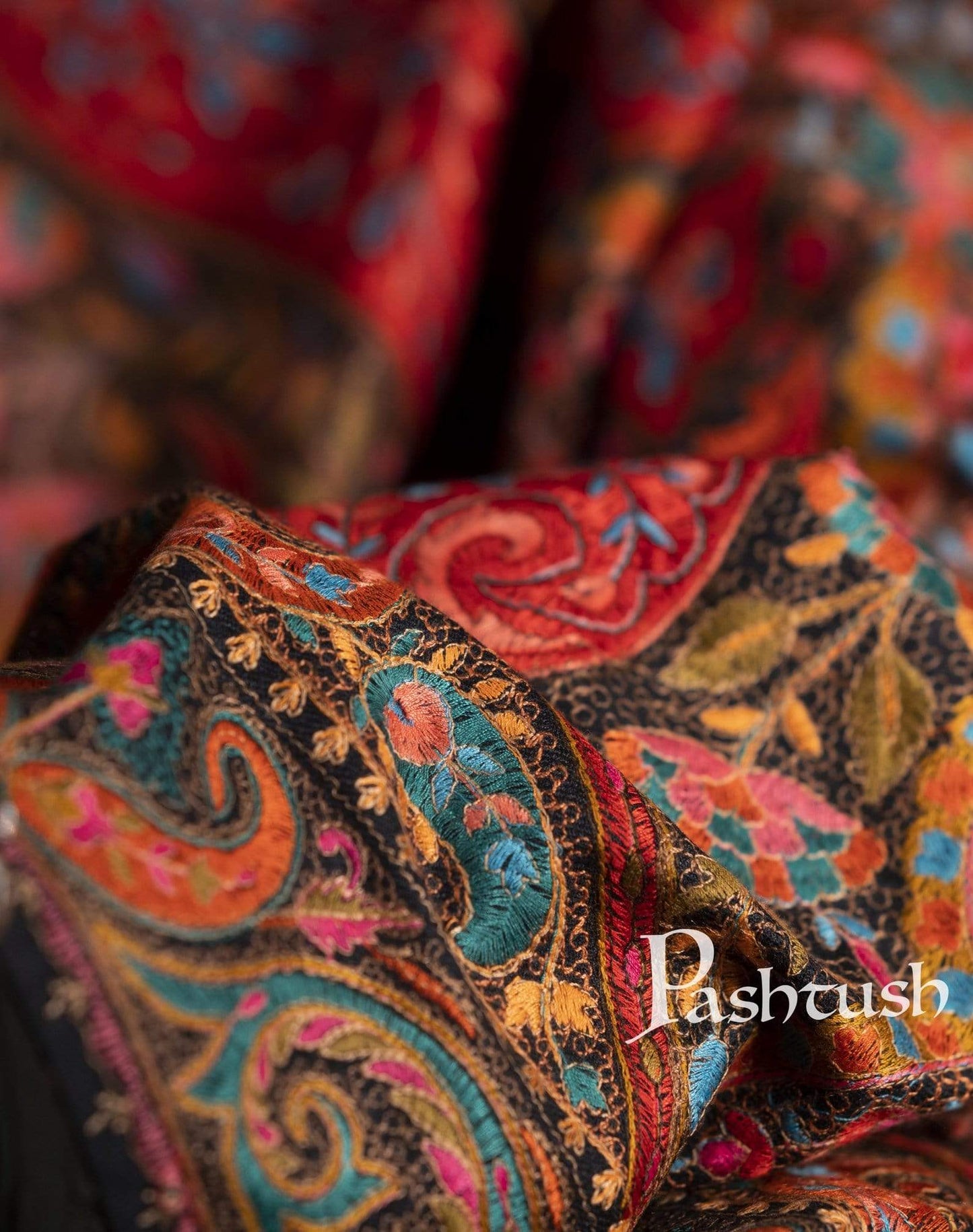 Pashtush India 100x200 Pashtush Womens Papier-mâché Embroidered  Stole, Fine Wool, Soft and Warm