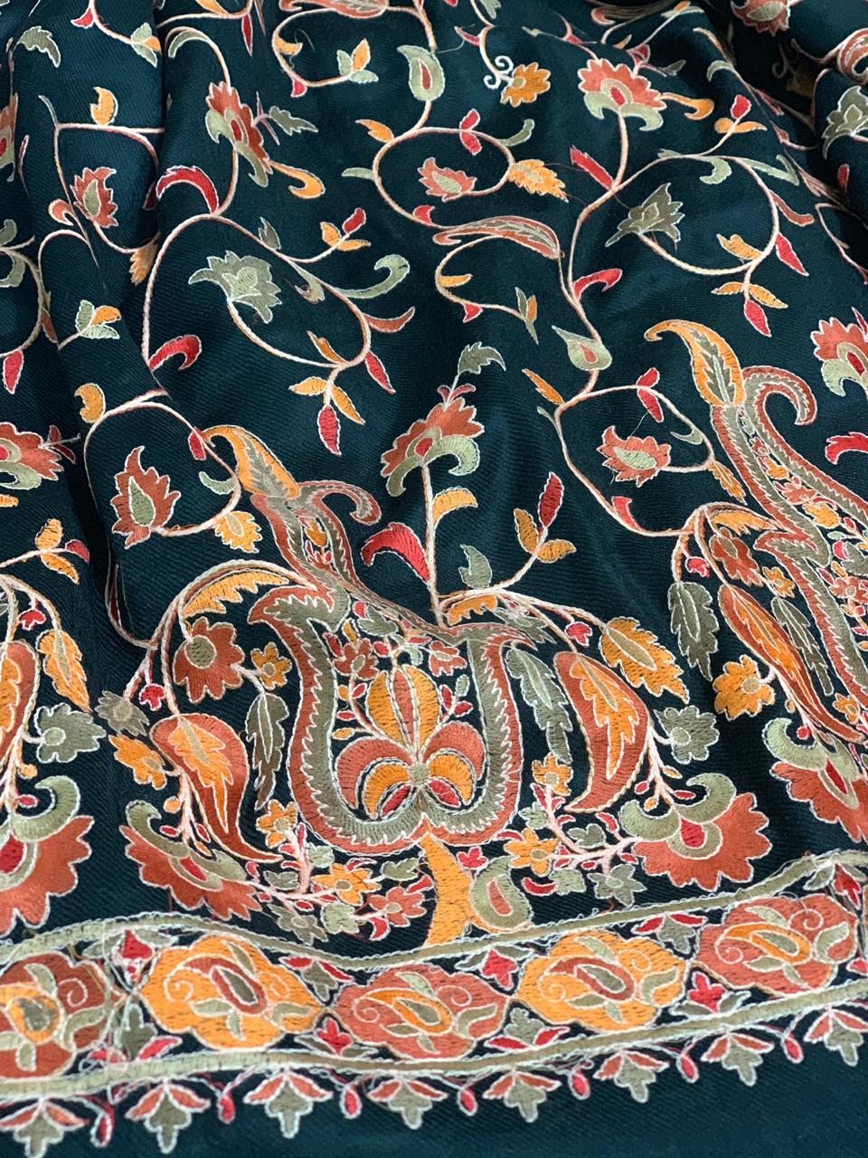 Pashtush India Shawl Pashtush Womens Papier Machè Embroidery Jaal Shawl - Black