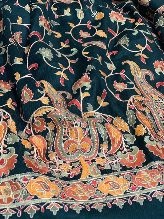 Pashtush India Shawl Pashtush Womens Papier Machè Embroidery Jaal Shawl - Black