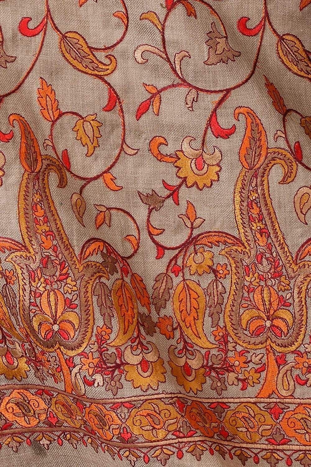 Pashtush India Shawl Pashtush Womens Papier Machè Embroidery Jaal Shawl - Dusk