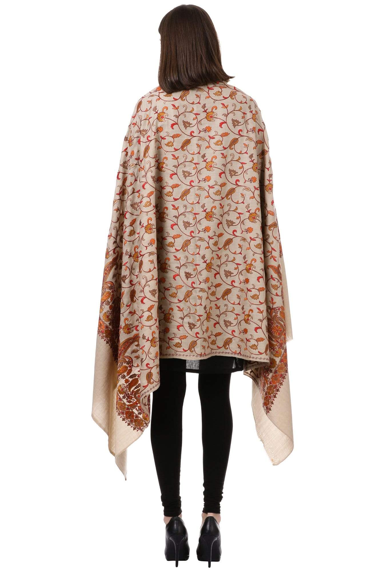Pashtush India Shawl Pashtush Womens Papier Machè Embroidery Jaal Shawl - Sahara