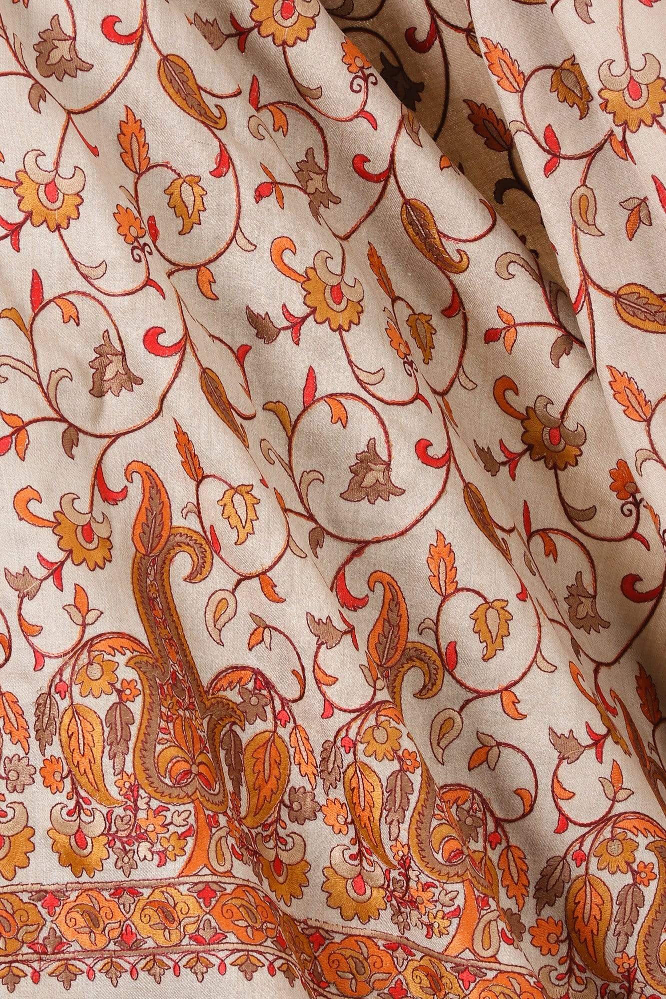 Pashtush India Shawl Pashtush Womens Papier Machè Embroidery Jaal Shawl - Sahara