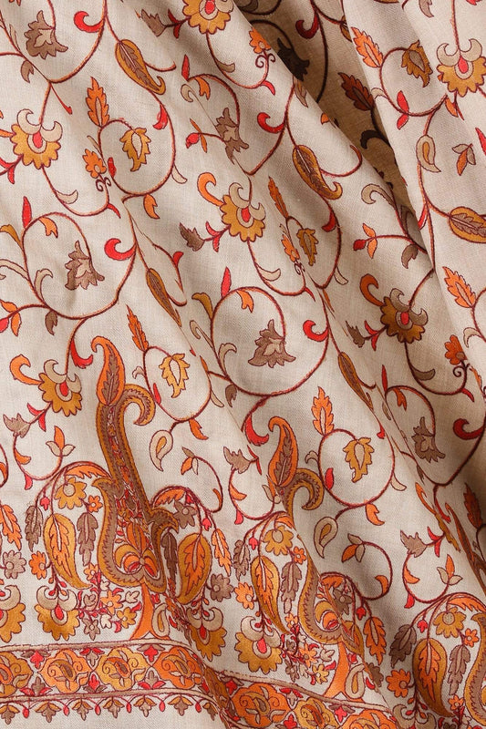 Pashtush India Shawl Pashtush Womens Papier Machè Embroidery Jaal Shawl - Sahara