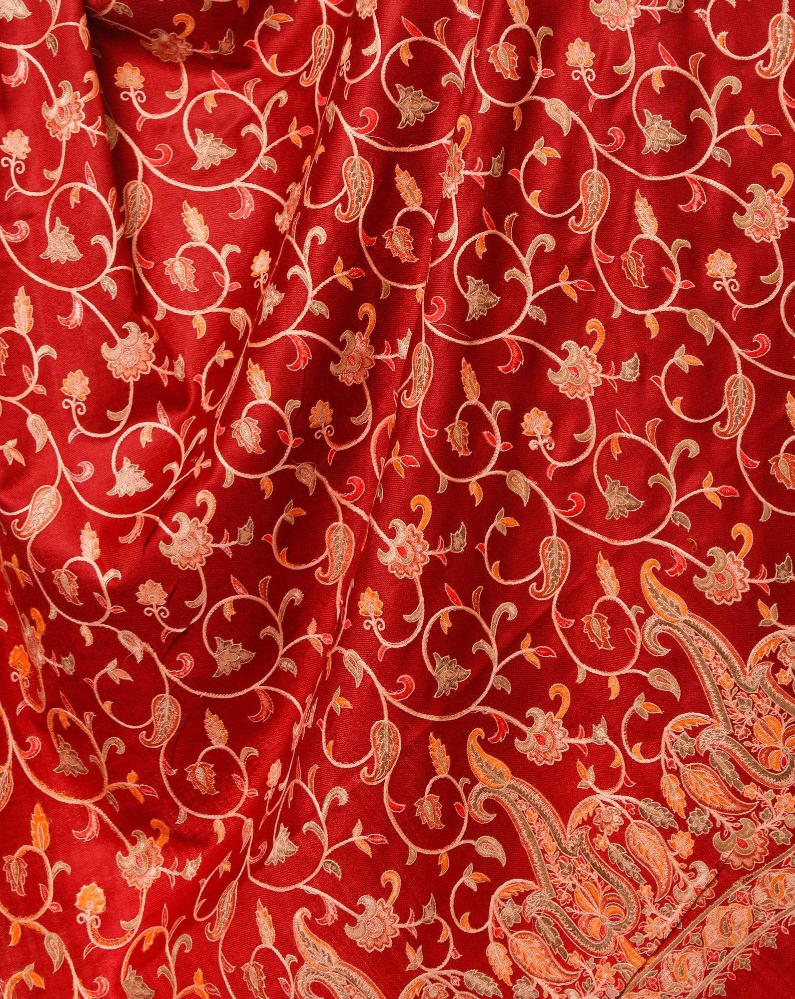 Pashtush Shawl Store Shawl Pashtush Womens Papier Mache Embroidery Shawl - Maroon