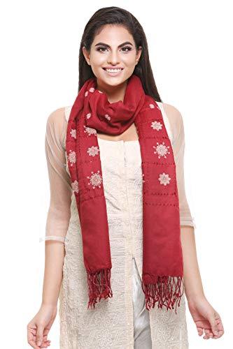 Pashtush India Stole Pashtush Womens Pashmina Embroidery Stole, Pure Wool, With Delicate Beading Work
