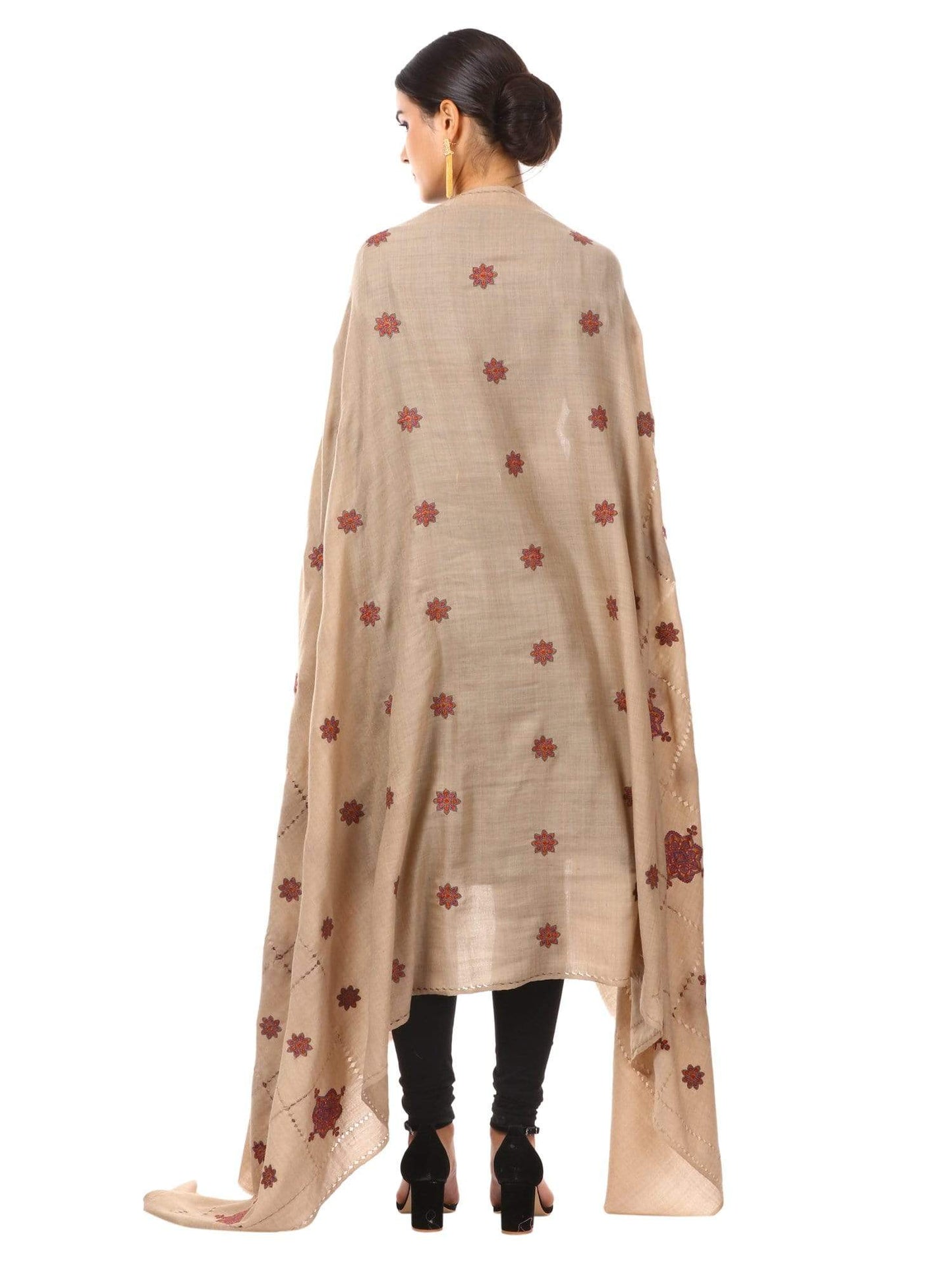 Pashtush Shawl Store Shawl Pashtush Womens Pashmina Shawl with Tarkashi Design, Sozni Embroidery with Hand Knotted Tarkashi Work. Hand-Made Shawls.