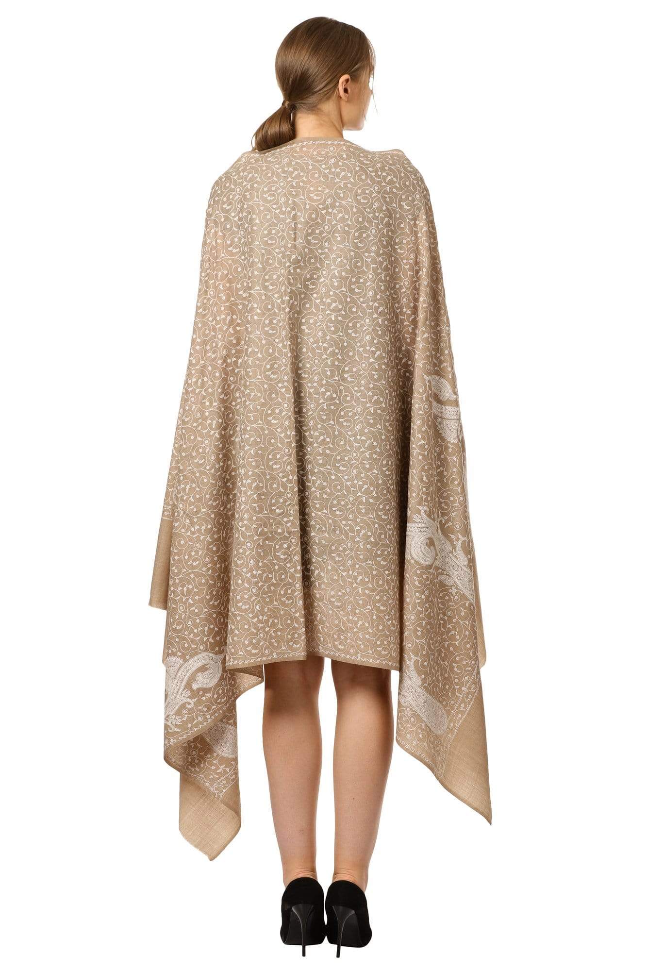 Pashtush Shawl Store Shawl Pashtush Womens Pashmina Shawl with Tone on Tone Embroidery, Soft and Warm, Light Weight