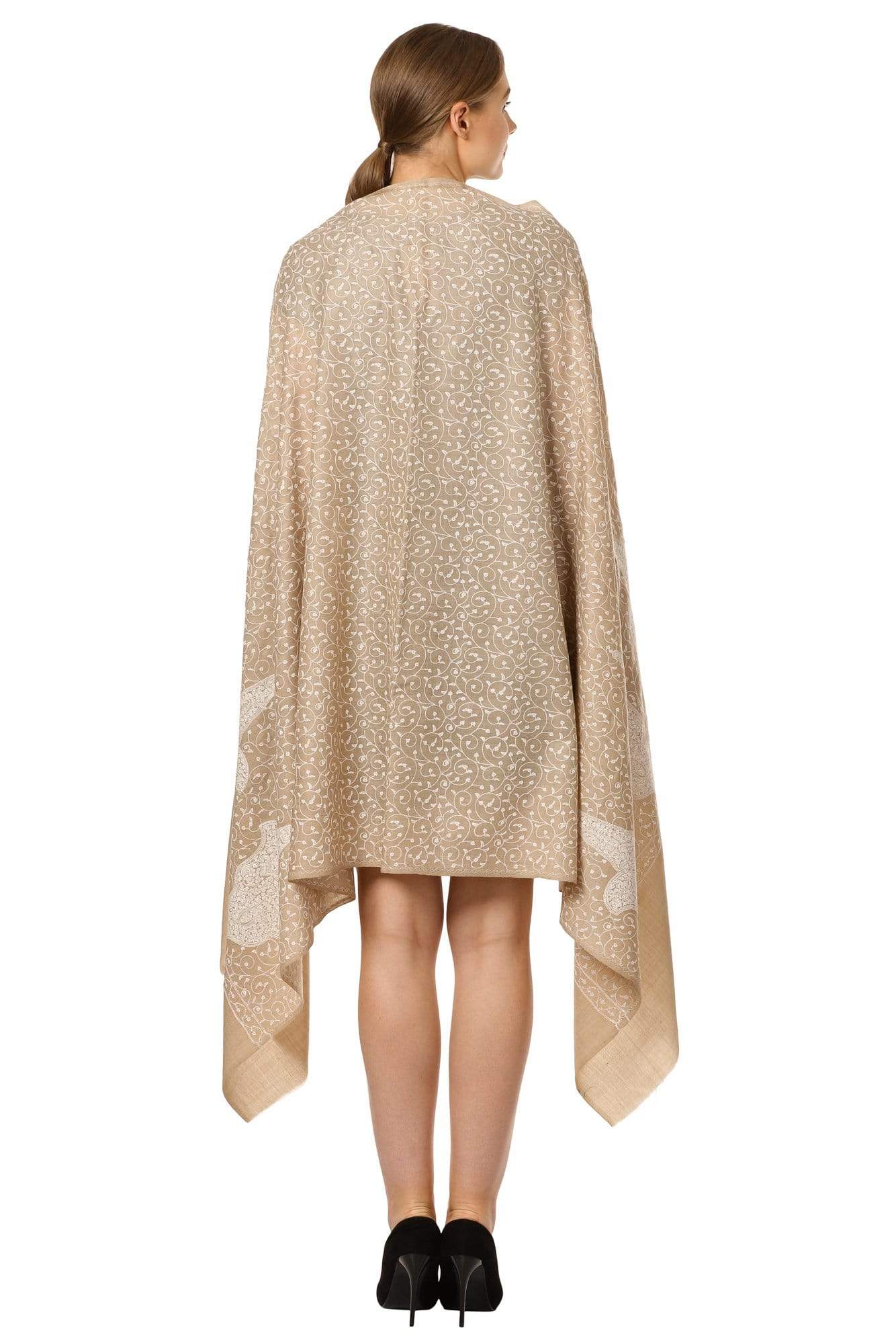 Pashtush Shawl Store Shawl Pashtush Womens Pashmina Shawl with Tone on Tone Embroidery, Soft and Warm, Light Weight
